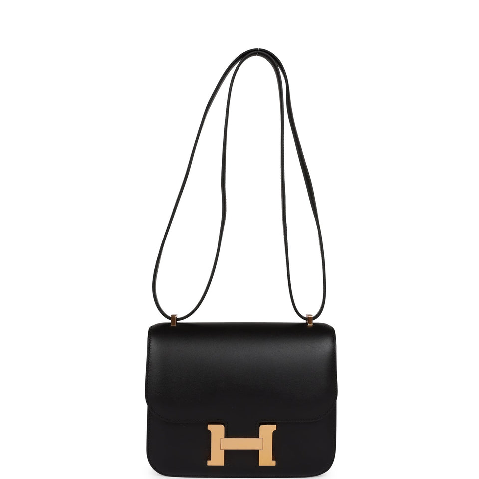 Hermes Constance 18 Black Veau Monsieur Rose Gold Hardware