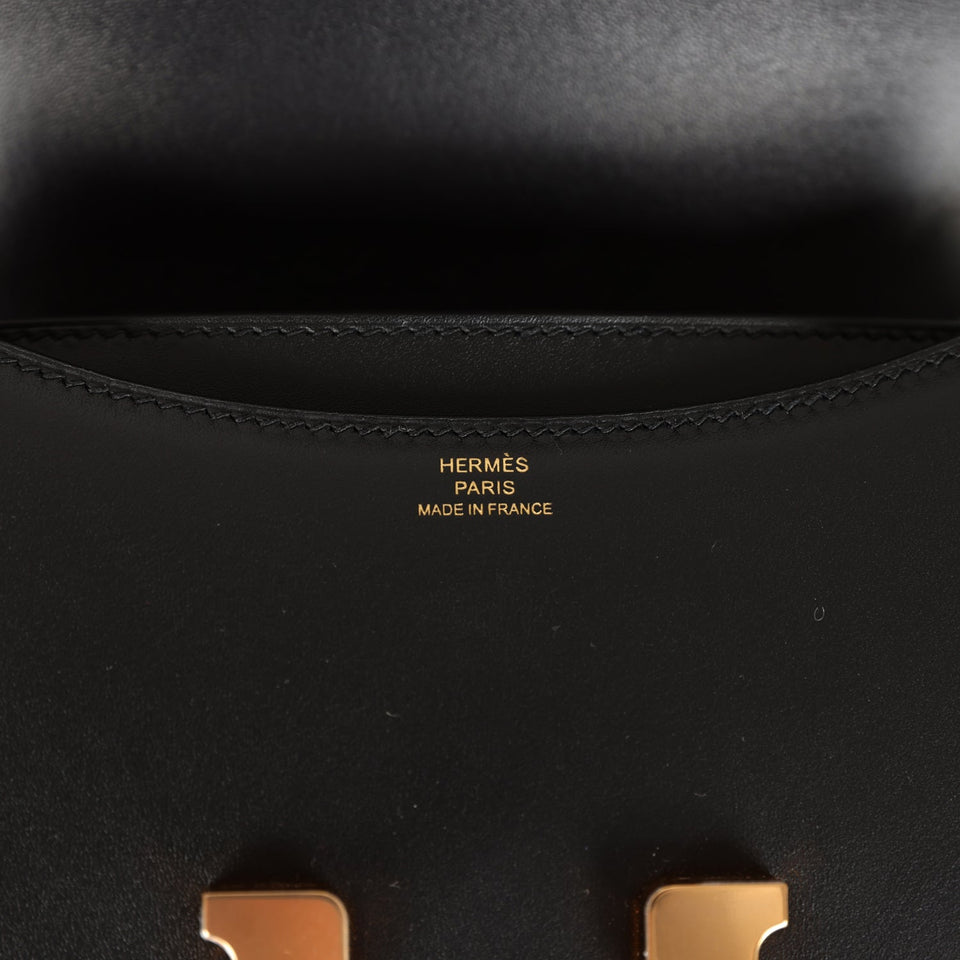 Hermes Constance 18 Black Veau Monsieur Rose Gold Hardware