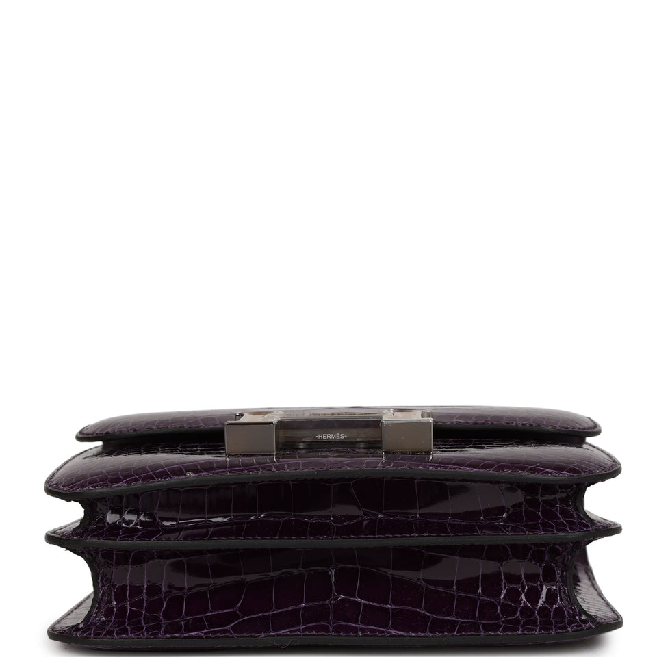 Hermes Constance 18 Amethyst Shiny Alligator Tigers Eye Quartz Palladium Hardware