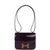 Hermes Constance 18 Amethyst Shiny Alligator Tigers Eye Quartz Palladium Hardware