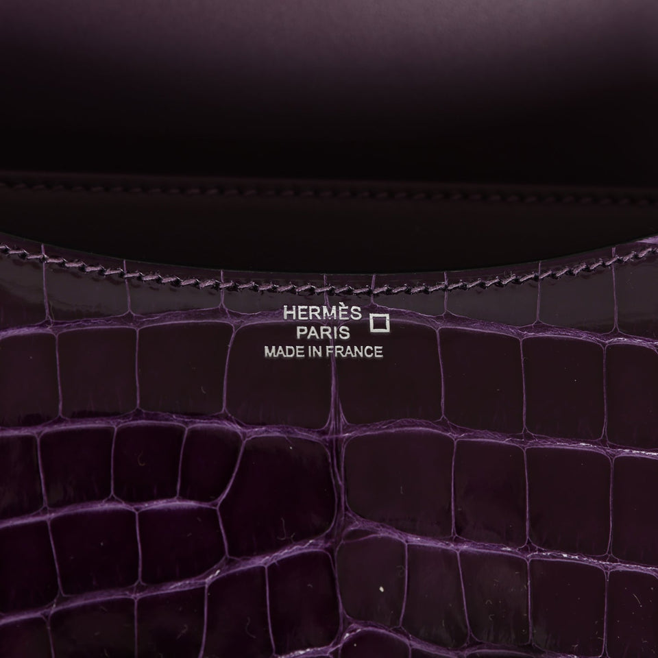 Hermes Constance 18 Amethyst Shiny Alligator Tigers Eye Quartz Palladium Hardware