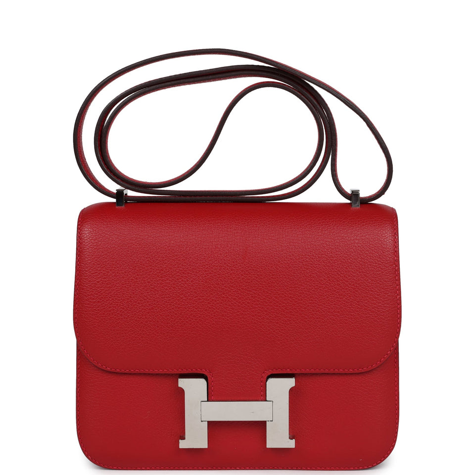 Hermes Constance 18 Rouge Casaque Evercolor Palladium Hardware