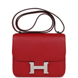 Hermes Constance 18 Rouge Casaque Evercolor Palladium Hardware