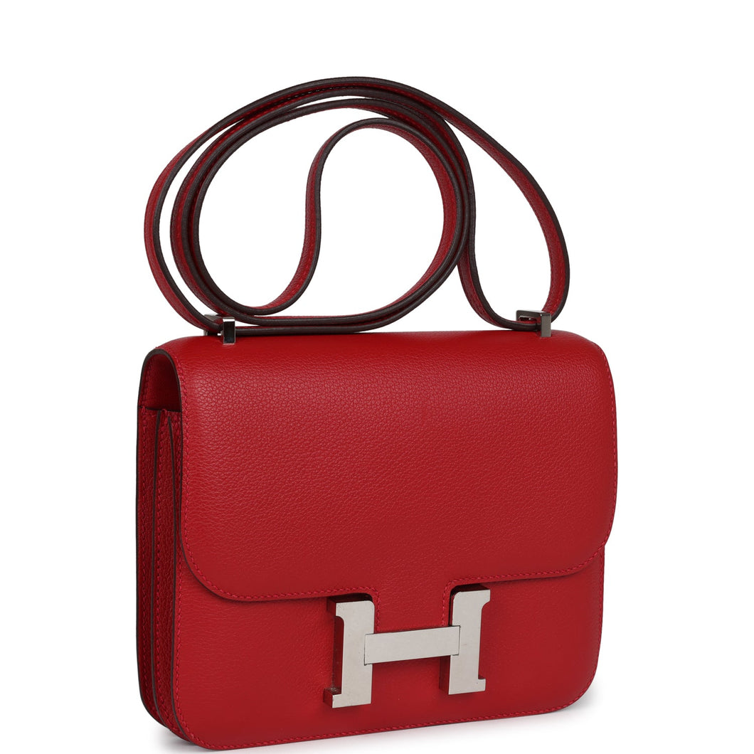 Hermes Constance 18 Rouge Casaque Evercolor Palladium Hardware