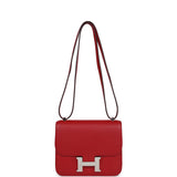 Hermes Constance 18 Rouge Casaque Evercolor Palladium Hardware