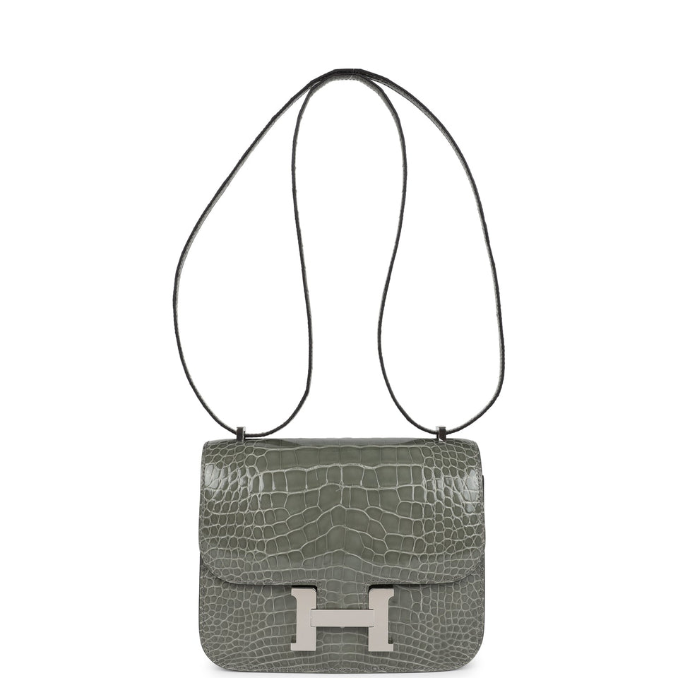 Hermes Constance 18 Gris Ciment Shiny Alligator Palladium Hardware