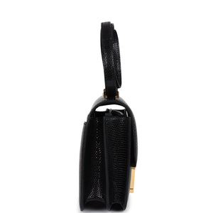 Hermes Constance 18 Black Varanus Niloticus Lizard Gold Hardware