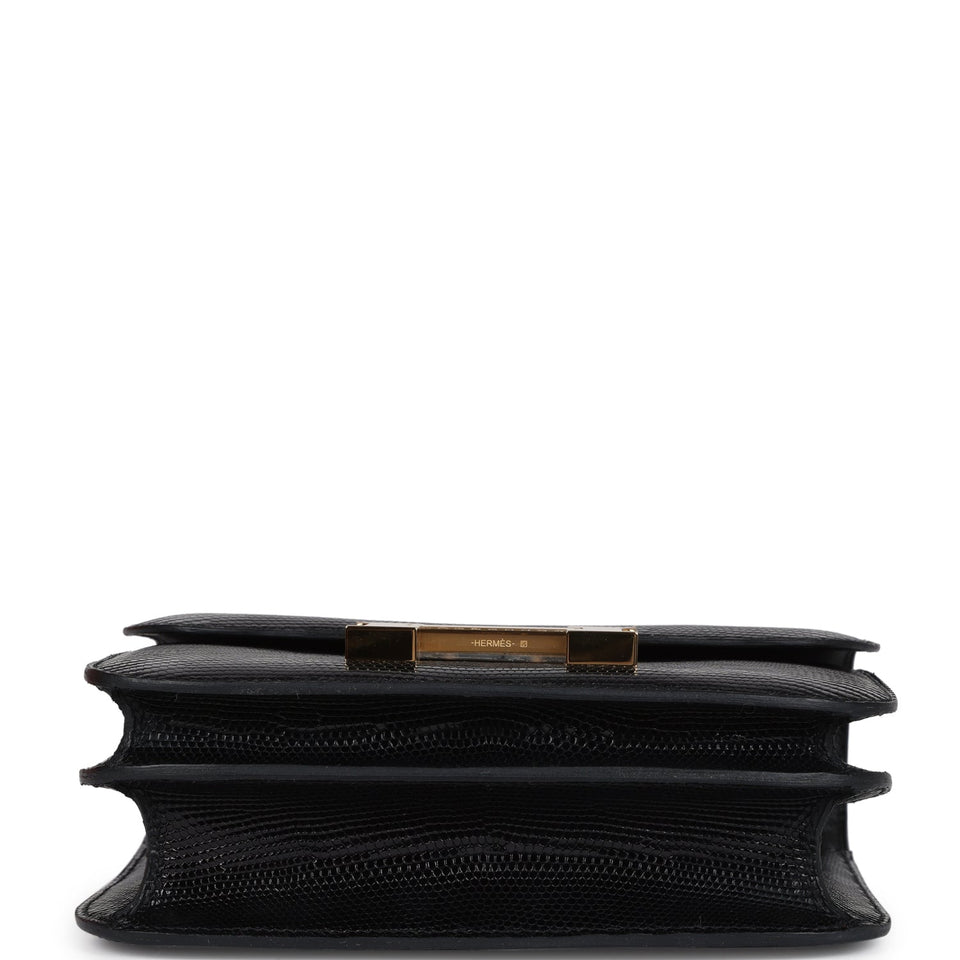 Hermes Constance 18 Black Varanus Niloticus Lizard Gold Hardware