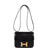 Hermes Constance 18 Black Varanus Niloticus Lizard Gold Hardware