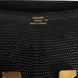 Hermes Constance 18 Black Varanus Niloticus Lizard Gold Hardware