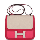 Hermes Constance 24 Rose Shocking and Ecru Toile H Berline and Framboise Swift Palladium Hardware