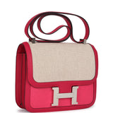 Hermes Constance 24 Rose Shocking and Ecru Toile H Berline and Framboise Swift Palladium Hardware