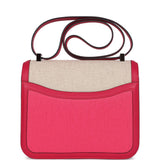 Hermes Constance 24 Rose Shocking and Ecru Toile H Berline and Framboise Swift Palladium Hardware