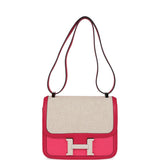 Hermes Constance 24 Rose Shocking and Ecru Toile H Berline and Framboise Swift Palladium Hardware