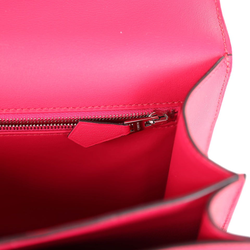 Hermes Constance 24 Rose Shocking and Ecru Toile H Berline and Framboise Swift Palladium Hardware