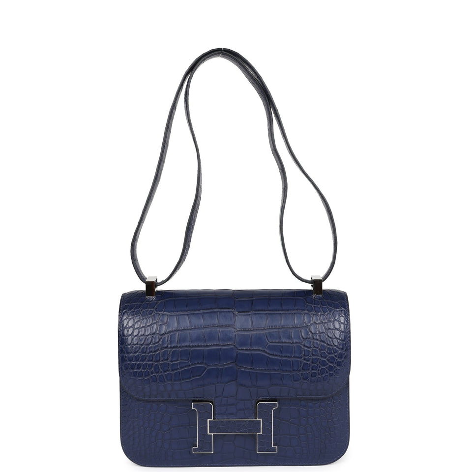 Hermes Constance 1-24 Bleu Saphir Matte Alligator Marquette Palladium Hardware