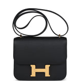 Hermes Constance 1-18 Black Epsom Gold Hardware