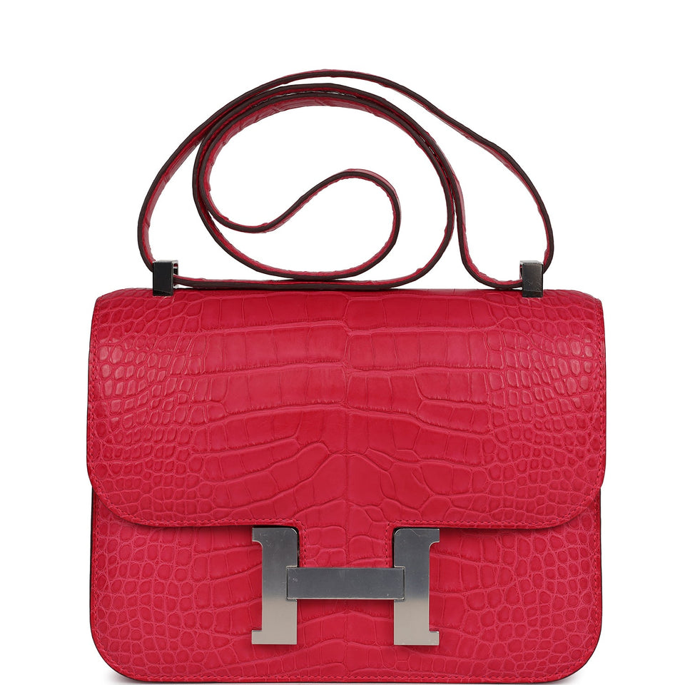 Hermes Constance 1-24 Rose Extreme Matte Alligator Palladium Hardware