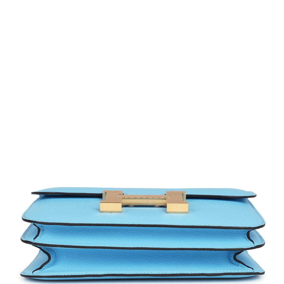 Hermes Constance 18 Celeste Epsom Gold Hardware