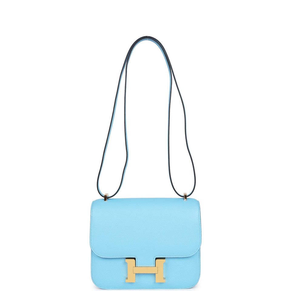 Hermes Constance 18 Celeste Epsom Gold Hardware