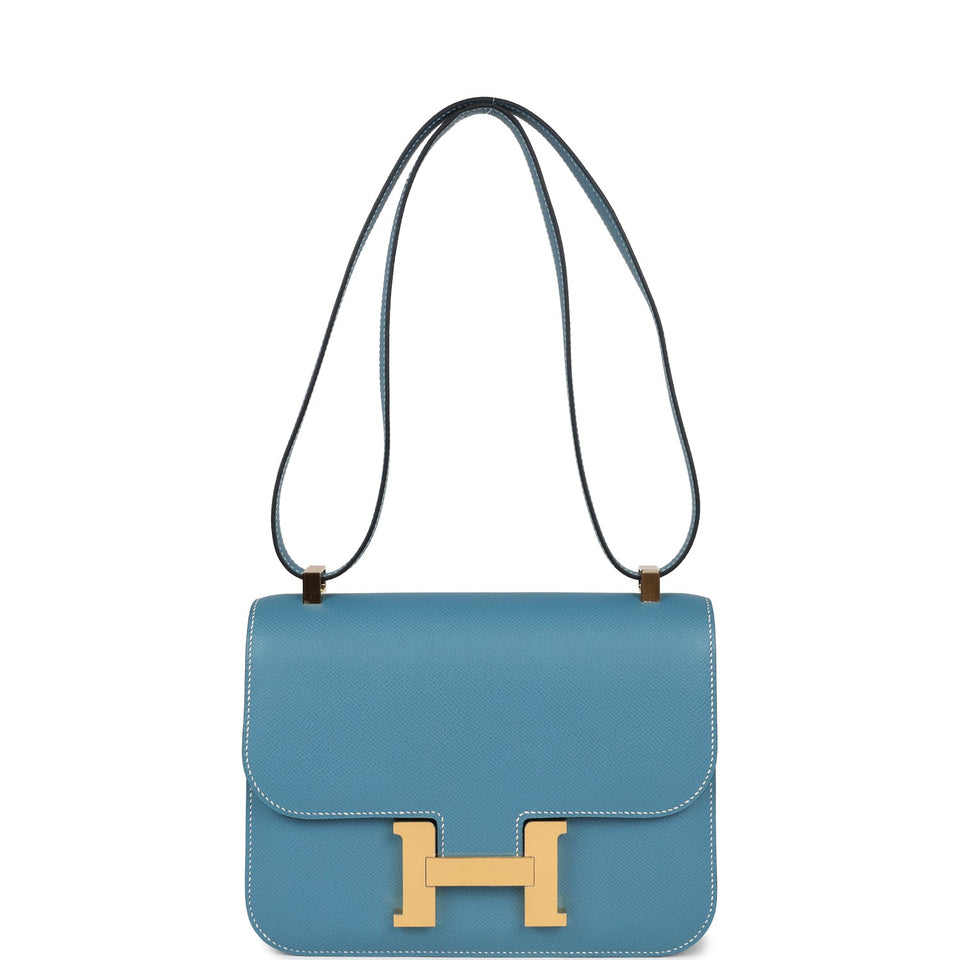 Hermes Constance 1-24 Blue Jean Epsom Gold Hardware