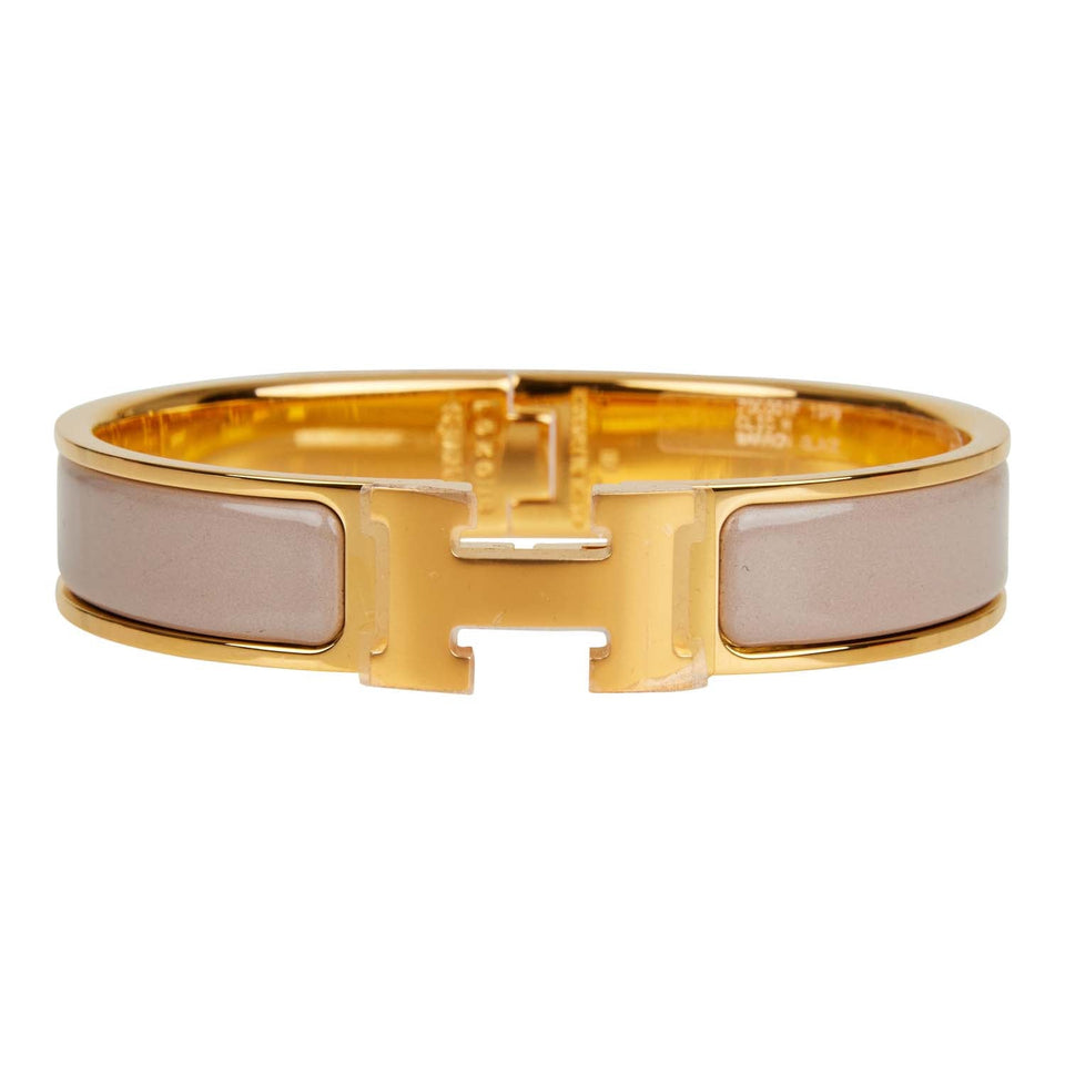 Hermes Marron Fonce Clic Clac H Narrow Enamel Bracelet