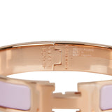 Hermes Rose Dragee Clic Clac H Narrow Enamel Bracelet PM RGHW