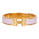 Hermes Rose Dragee Clic Clac H Narrow Enamel Bracelet PM GHW