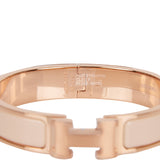 Hermes Beige Nacre Clic Clac H Narrow Enamel Bracelet PM RGHW