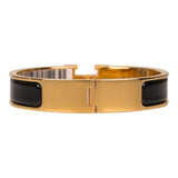 Hermes Black Clic Clac H Narrow Enamel Bracelet PM GHW