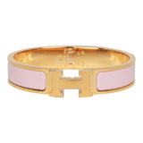 Hermes Rose Dragee Clic Clac H Narrow Enamel Bracelet PM GHW