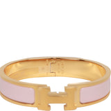 Hermes Rose Dragee Clic Clac H Narrow Enamel Bracelet PM GHW