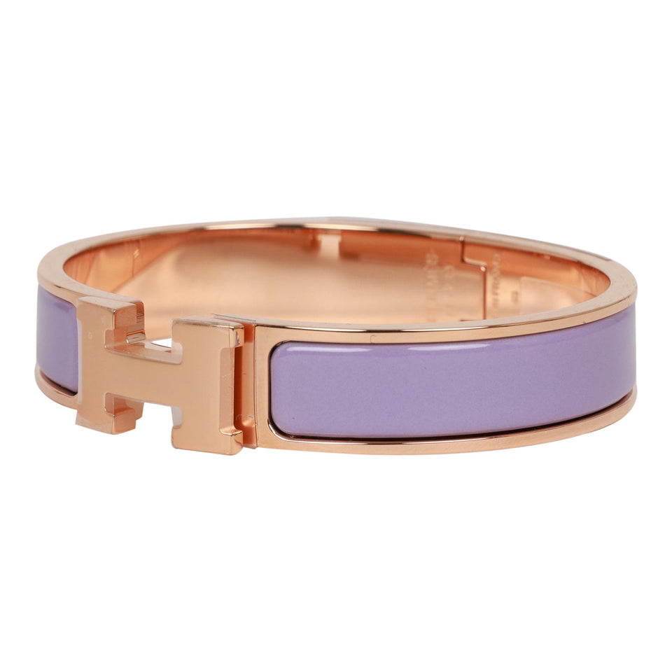 Hermes Lilac Clic Clac H Narrow Enamel Bracelet PM RGHW