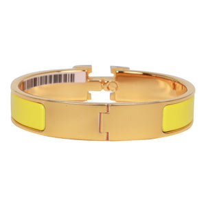 Hermes Jaune Tennis Clic Clac H Narrow Enamel Bracelet