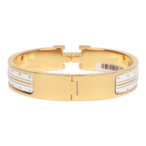 Hermes Quadrige Clic Clac H Narrow Enamel Bracelet PM GHW