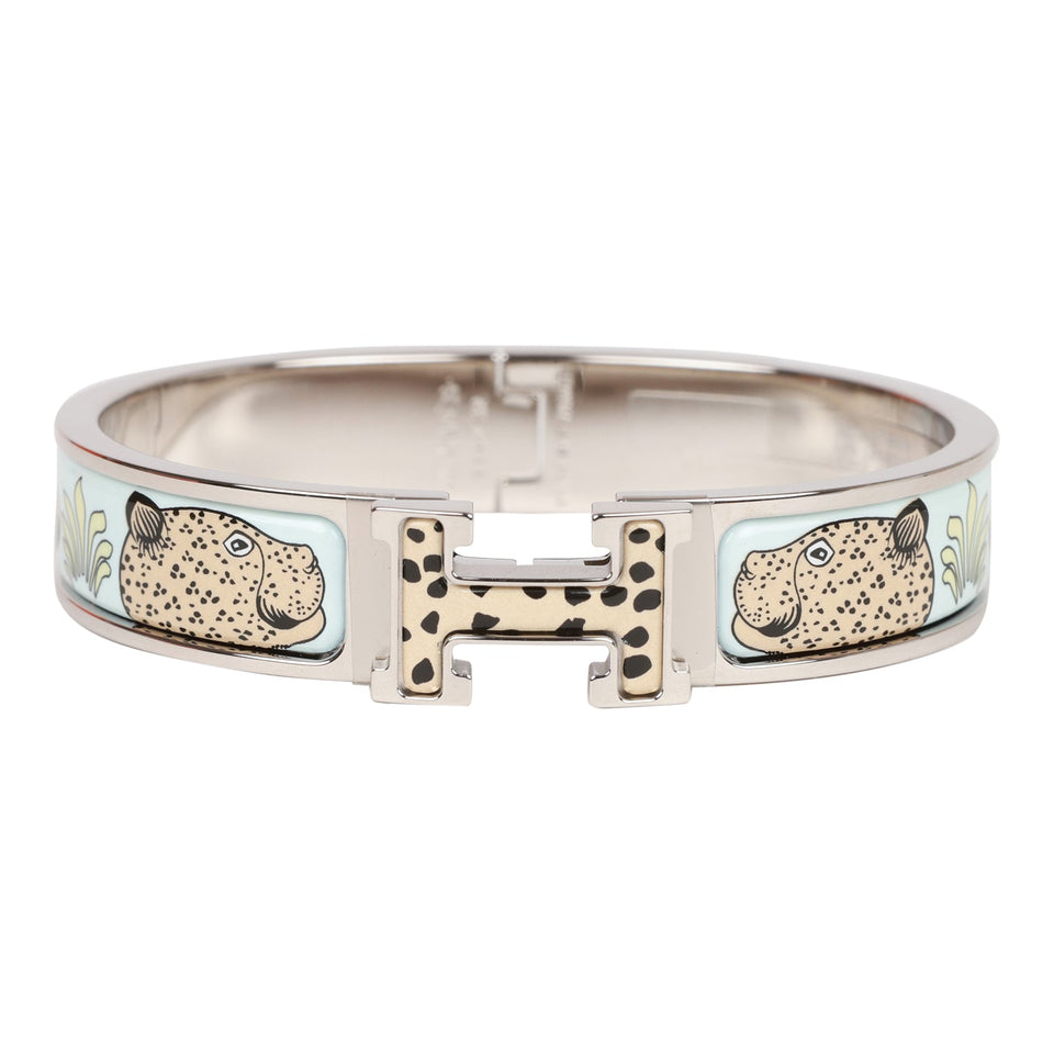 Hermes Les Leopards Clic Clac H Narrow Enamel Bracelet