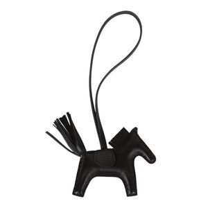 Hermes SO Black Horse Rodeo Lizard Touch Bag Charm PM