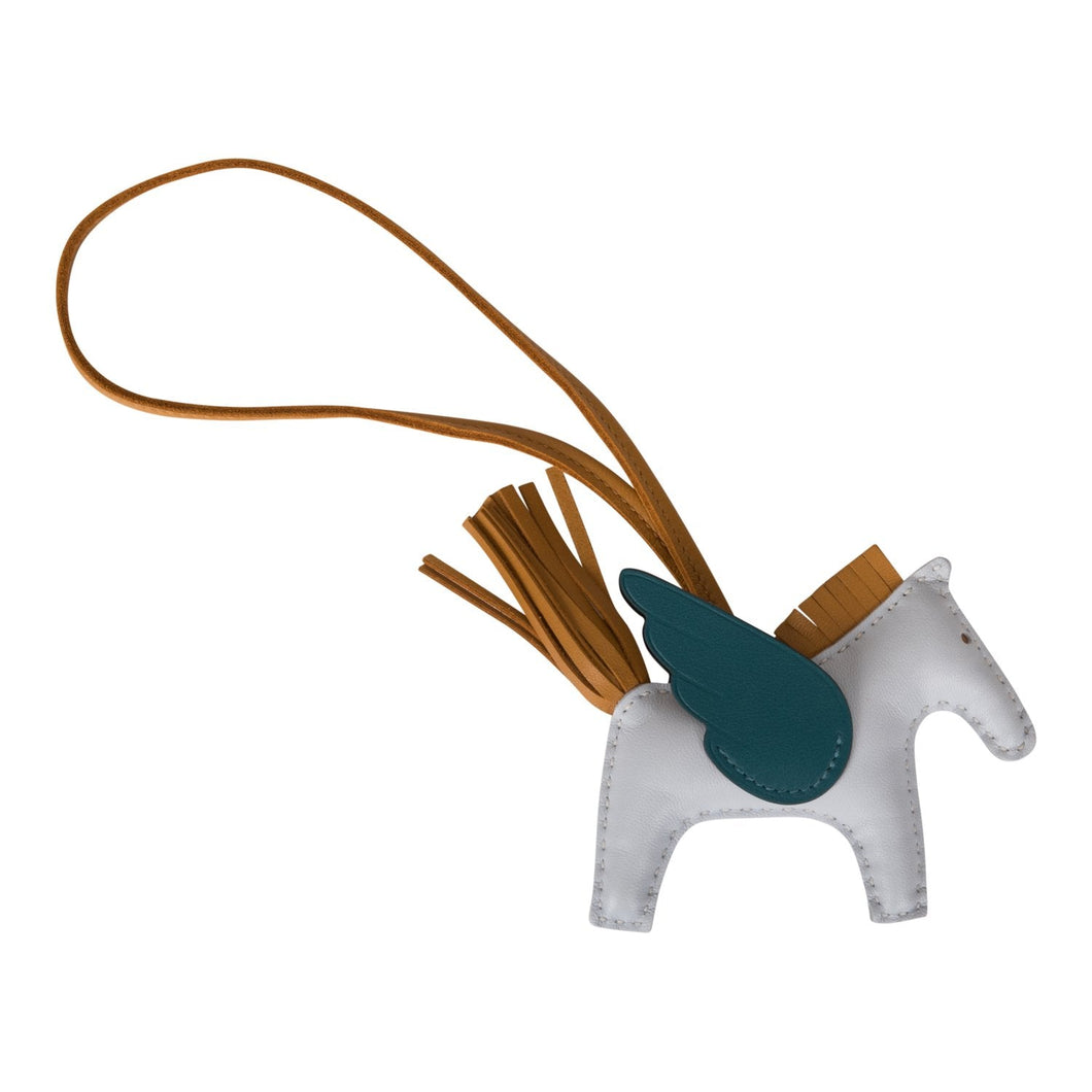 Hermes Bleu Brume/Sesame/Vert Bosphore Pegasus Horse Rodeo Bag Charm PM