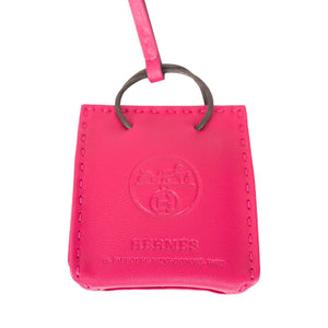 Hermes Rose Mexico Mini Shopping Bag Charm