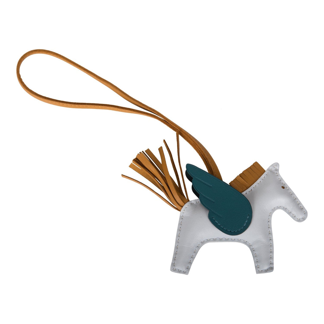 Hermes Bleu Brume/Sesame/Vert Bosphore Pegasus Horse Rodeo Bag Charm
