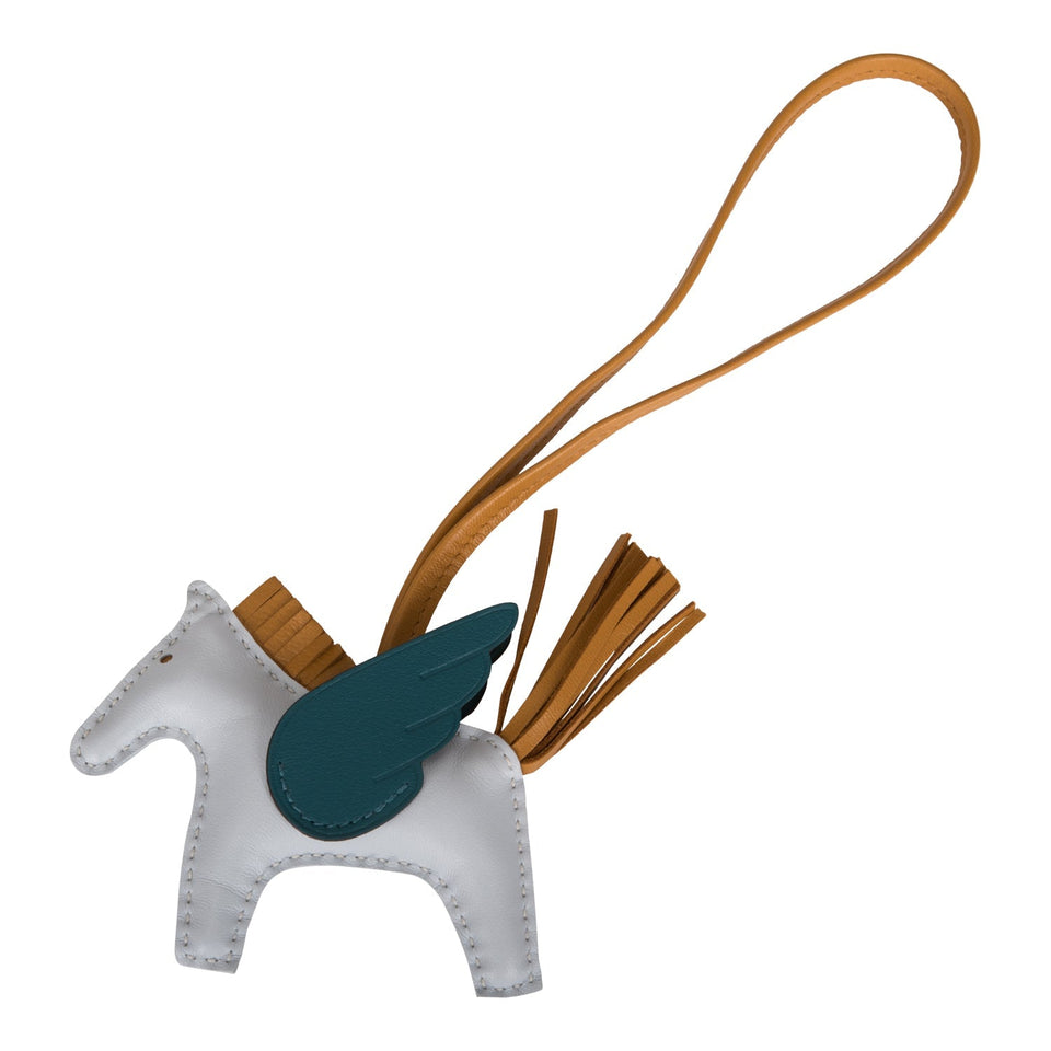 Hermes Bleu Brume/Sesame/Vert Bosphore Pegasus Horse Rodeo Bag Charm