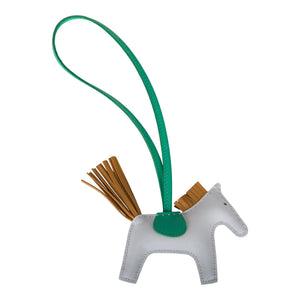 Hermes Bleu Brume/Sesame/Menthe Grigri Horse Rodeo Bag Charm PM