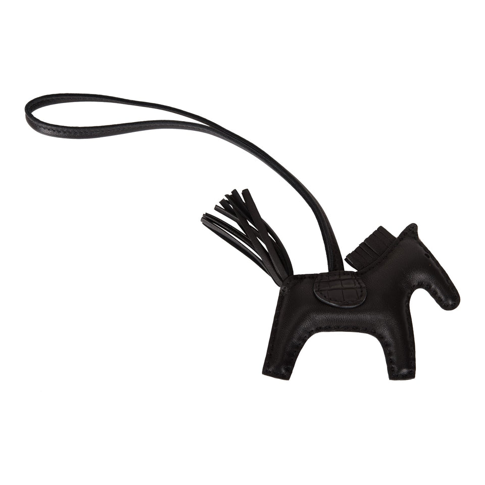 Hermes SO Black Horse Rodeo Touch Bag Charm PM