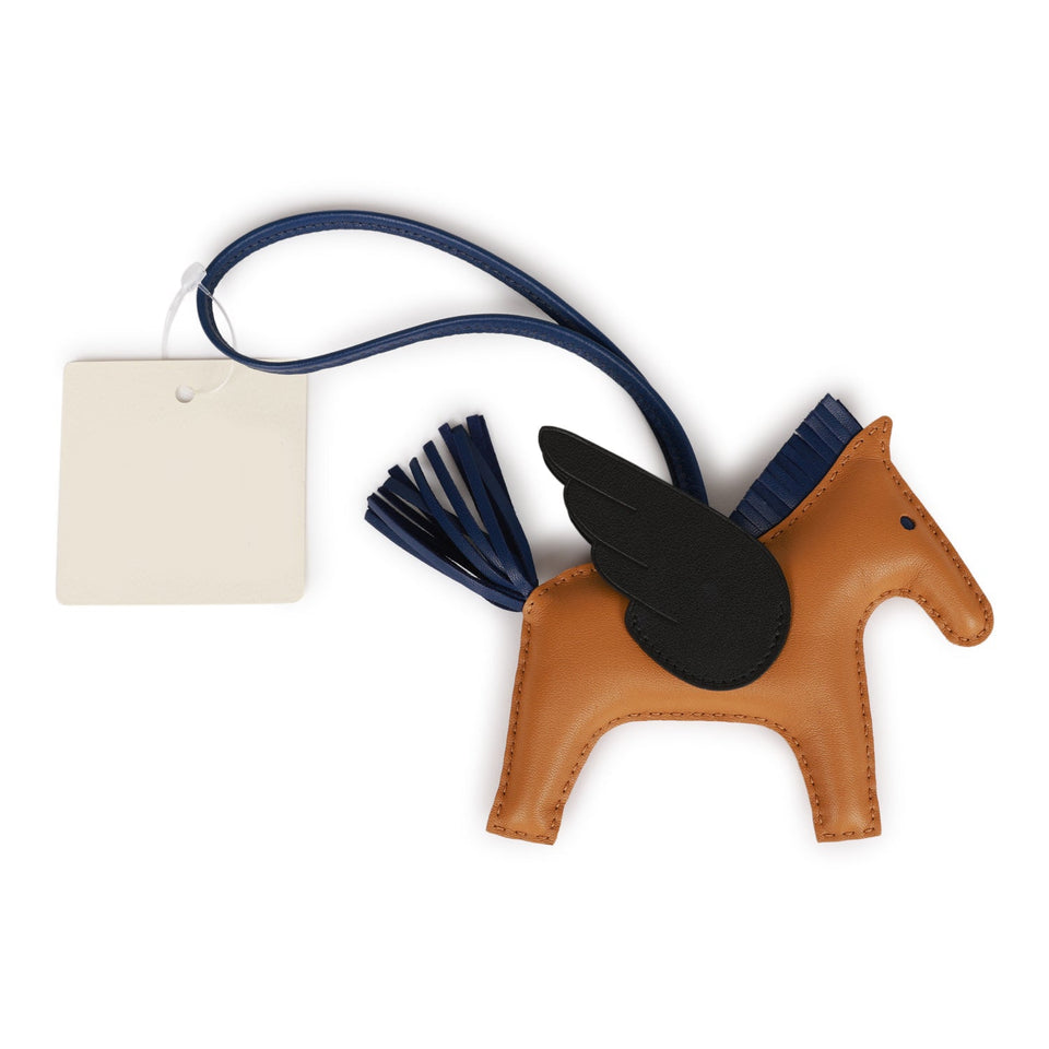 Hermes Sesame/Bleu Saphir/Black Pegasus Horse Rodeo Bag Charm