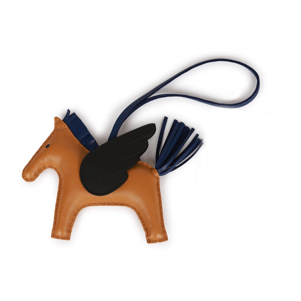 Hermes Sesame/Bleu Saphir/Black Pegasus Horse Rodeo Bag Charm