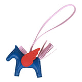 Hermes Bleu France/Mauve Sylvestre/Capucine Pegasus Horse Rodeo Bag Charm PM