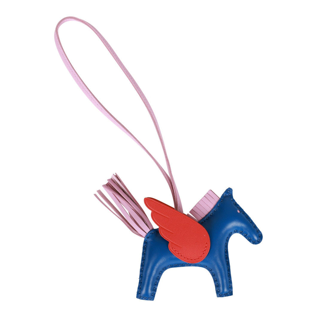 Hermes Bleu France/Mauve Sylvestre/Capucine Pegasus Horse Rodeo Bag Charm