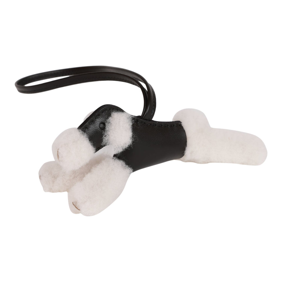 Hermes Black Lambskin and Shearling Budy Bag Charm