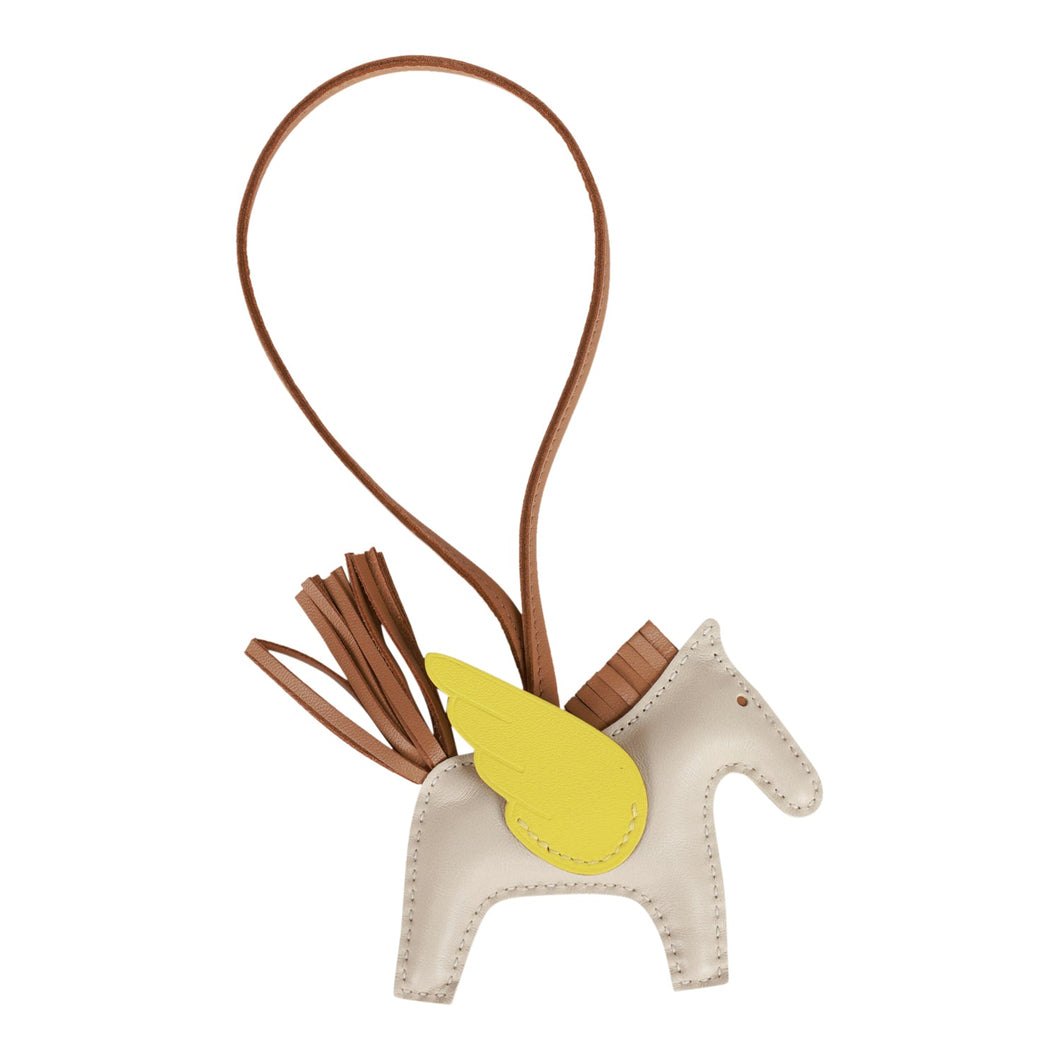 Hermes Craie/Chai/Lime Agneau Pegasus Horse Rodeo Bag Charm