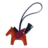 Hermes Brique, Anemone and Bleu Indigo Pegasus Horse Rodeo Bag Charm PM